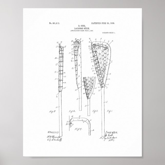 Lacrosse-stick Patent Poster (Front)