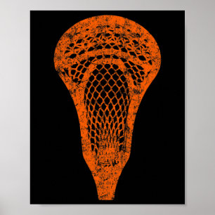 Lacrosse Stick Vintage Orange Team Colour Lax Tee Poster