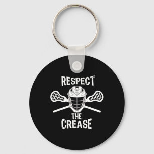 Lacrosse Sticks And Helmet Respect The Crease Boys Keychain