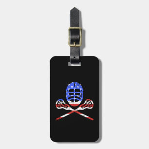 Lacrosse sticks and helmet with US american flag Luggage Tag