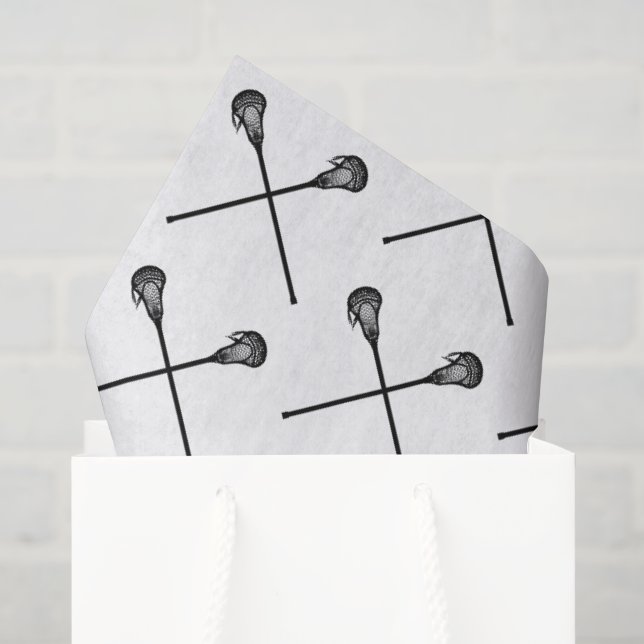 Lacrosse Sticks Balls Sports Black White Gift Wrap Tissue Paper (Gift Bag)