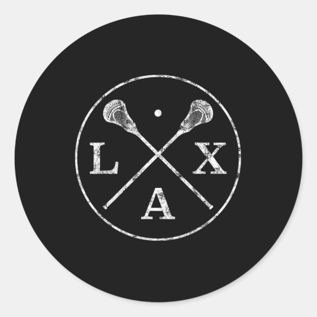 Lacrosse Sticks Emblem  I Tee for LAX Players and  Classic Round Sticker (Front)
