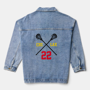 Lacrosse Sticks HS LAX Player Number Sports Team Denim Jacket