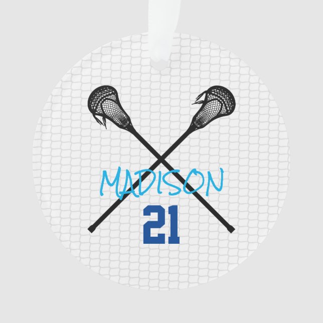 Lacrosse Sticks Net Player Name Number Photo  Ornament (Front)
