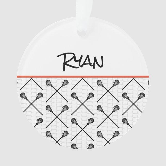 Lacrosse Sticks Pattern Name Net Goal Sports Ball  Ornament (Front)