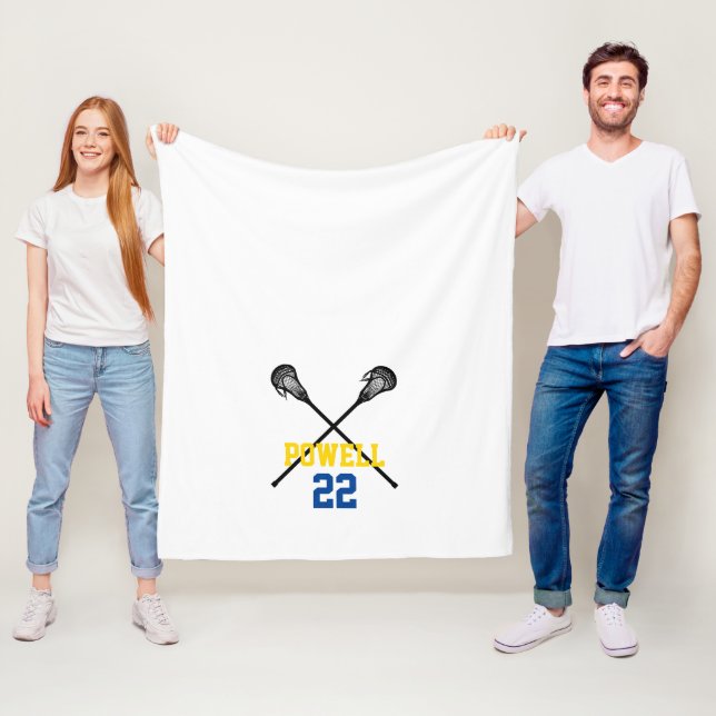Lacrosse Sticks Sports Player NAME Team NUMBER Fun Fleece Blanket (In Situ)