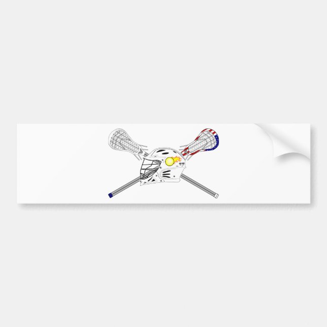 Lacrosse sticks with helmet bumper sticker (Front)