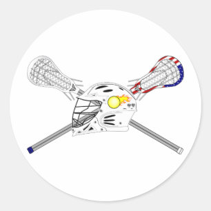 Lacrosse sticks with helmet classic round sticker
