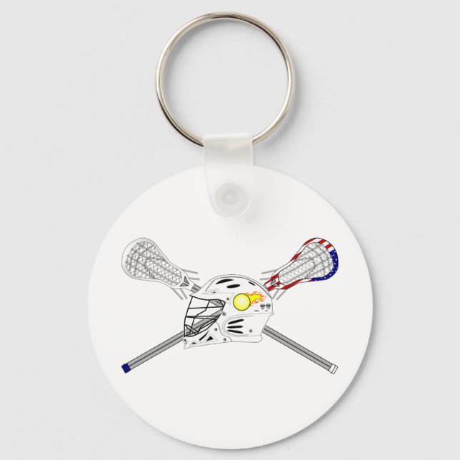 Lacrosse sticks with helmet keychain (Front)