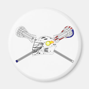 Lacrosse sticks with helmet magnet