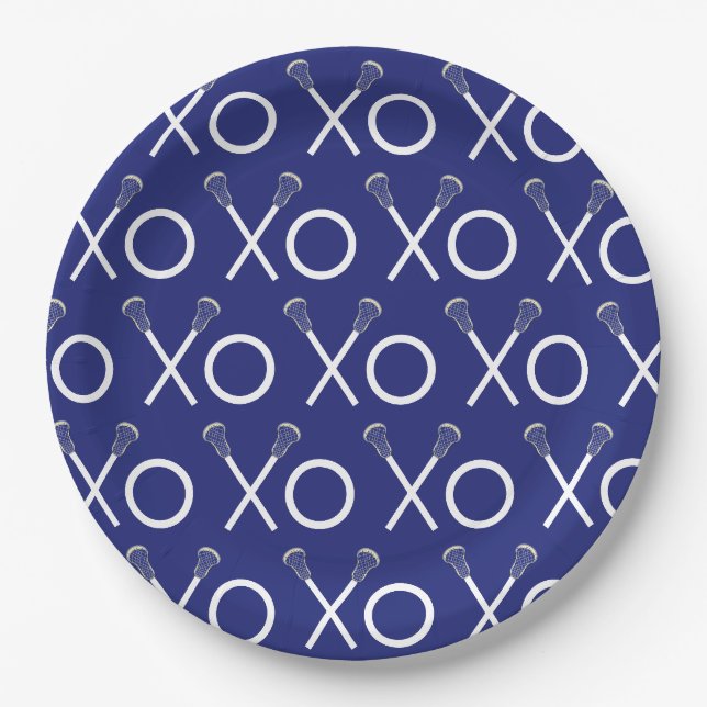 Lacrosse Team Blue Paper Plate (Front)