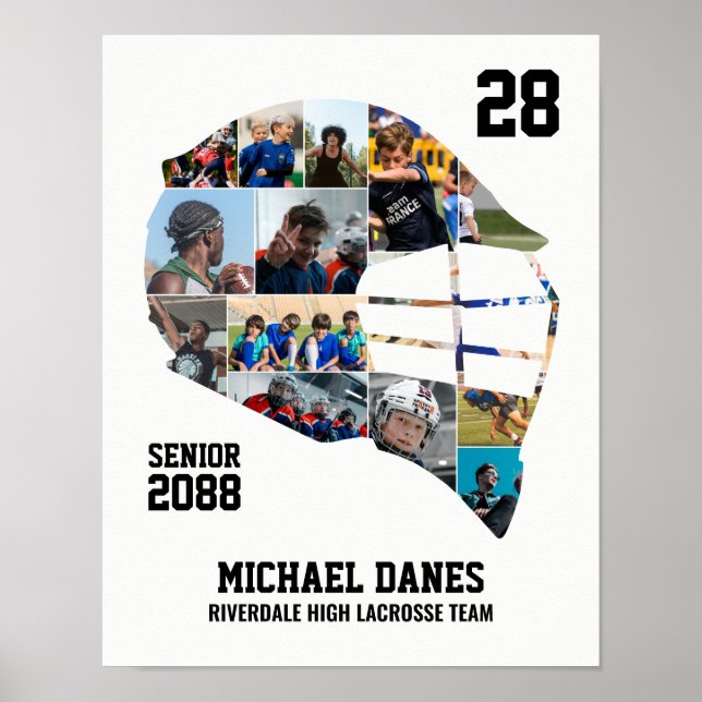 Lacrosse Team Custom Senior Night Photo Collage Poster (Front)