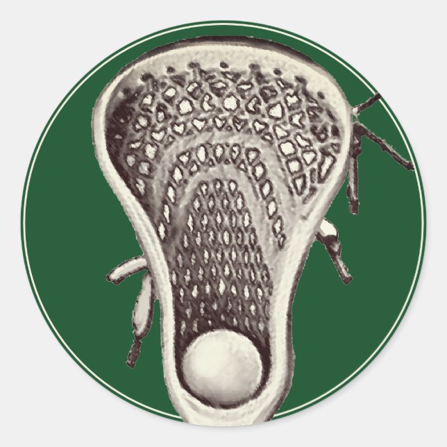 Lacrosse Team Green Classic Round Sticker (Front)