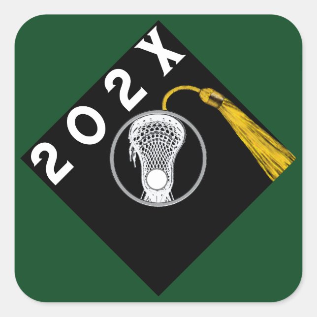 Lacrosse Team Green Senior Night Square Sticker (Front)
