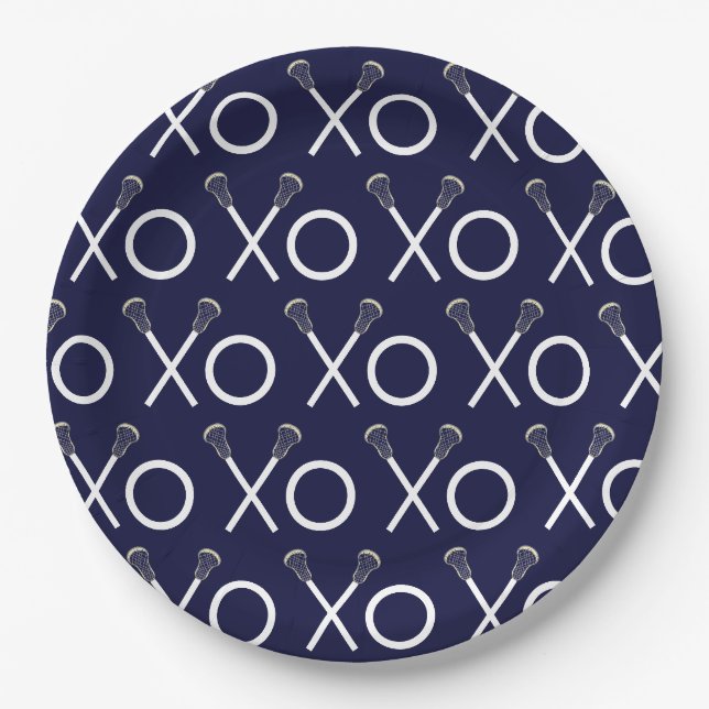 Lacrosse Team Navy Blue Paper Plate (Front)