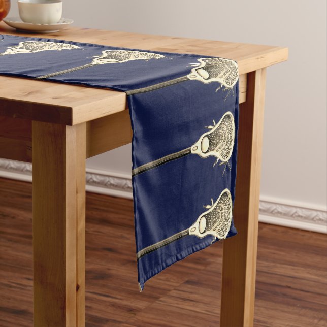 Lacrosse Team Navy Blue Short Table Runner (In Situ)