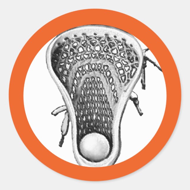 Lacrosse Team Orange Classic Round Sticker (Front)