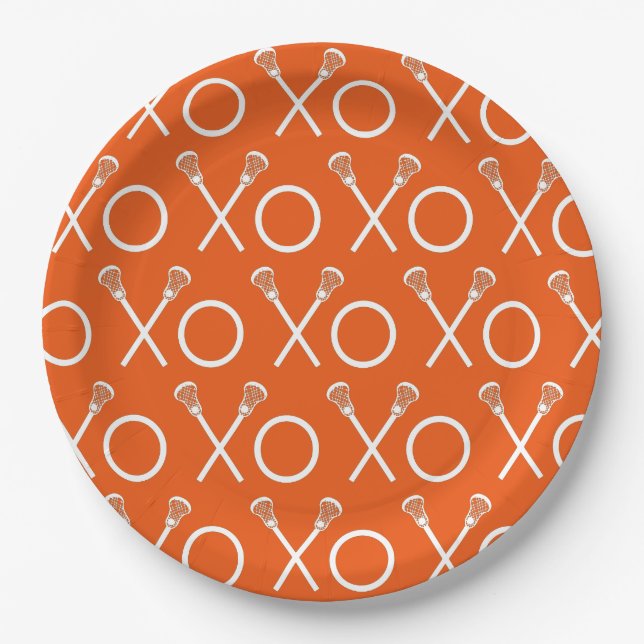 Lacrosse Team Orange Paper Plates (Front)