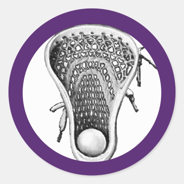 Lacrosse Team Purple Classic Round Sticker (Front)