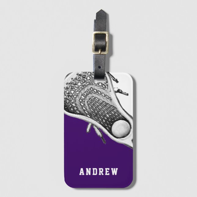 Lacrosse Team Purple Luggage Tag (Front Vertical)