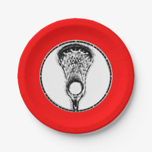 Lacrosse Team Red Party Paper Plate