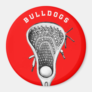 Lacrosse Team Red Sports Gift Magnet