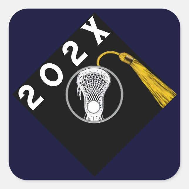 Lacrosse Team Senior Night Nav Blue Square Sticker (Front)