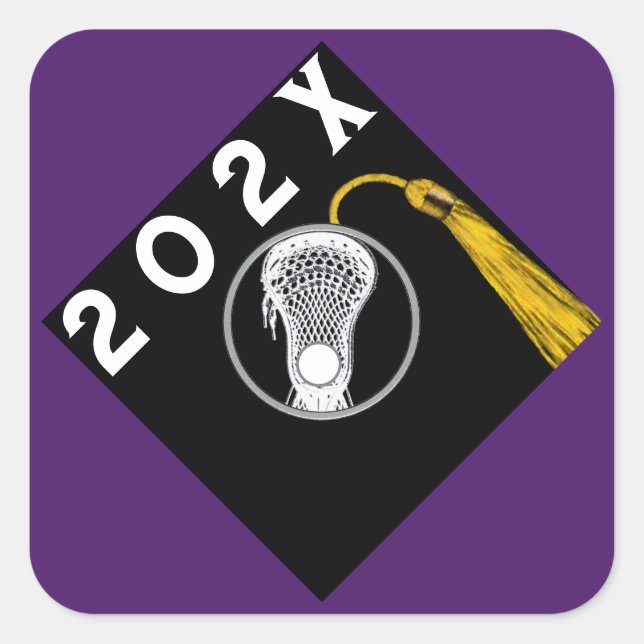 Lacrosse Team Senior Night Purple Square Sticker (Front)