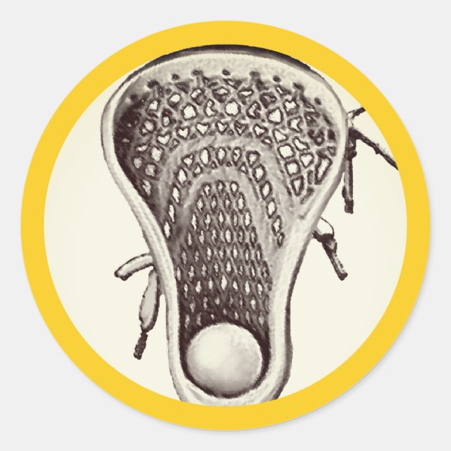 Lacrosse Team Yellow Classic Round Sticker (Front)