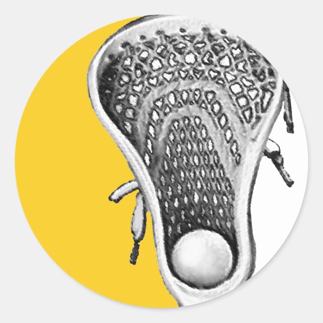Lacrosse Team Yellow Classic Round Sticker (Front)