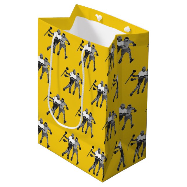 Lacrosse Team Yellow Medium Gift Bag (Front Angled)
