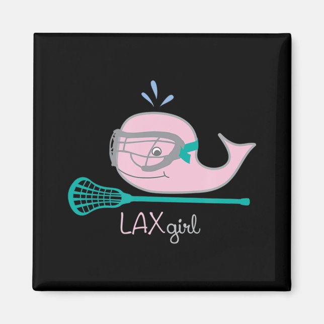 Lacrosse Tees for girls Pink Whale Mask Magnet (Front)