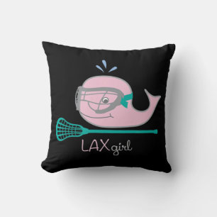 Lacrosse Tees for girls Pink Whale Mask Throw Pillow