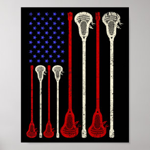 Lacrosse Usa American Flag Lax Sticks Poster