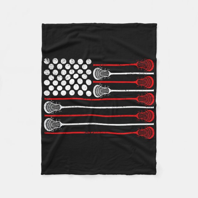 Lacrosse Usa Flag Lax  Fleece Blanket (Front)