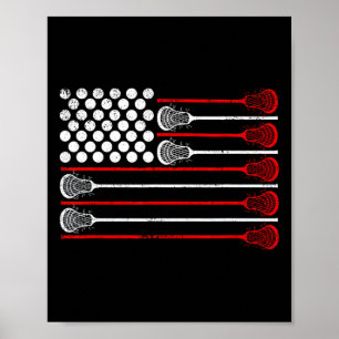 Lacrosse Usa Flag Lax  Poster