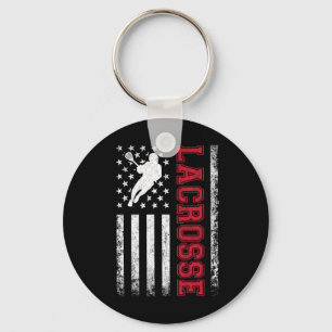 Lacrosse Usa Flag Lax Shirt Men Women Boys Girls  Keychain
