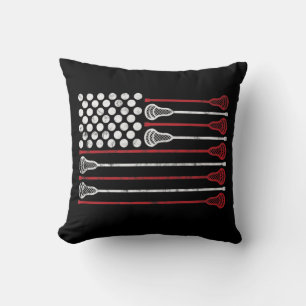 Lacrosse USA Flag Lax Throw Pillow