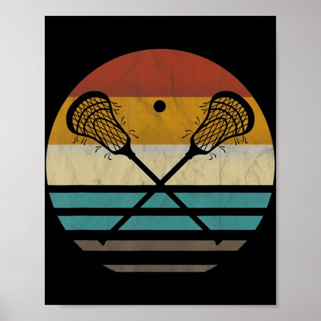 Lacrosse Vintage Retro Lacrosse Stick Sun Gift  Poster (Front)