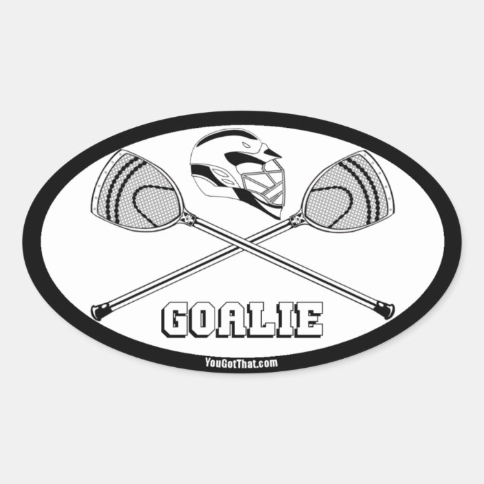 Lacrosse white goalie sticks with GOALIE Oval Sticker Zazzle.ca