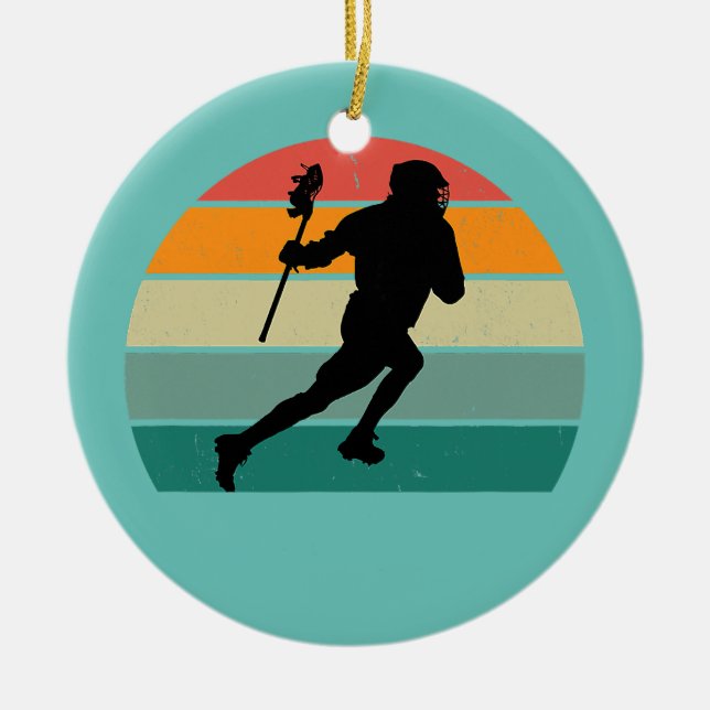Lacrosser Lacrosse Stick Protective Goal Ball Ceramic Ornament (Front)