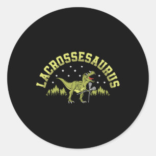 Lacrossesaurus Lacrosse Player Lax Lover Sport Din Classic Round Sticker