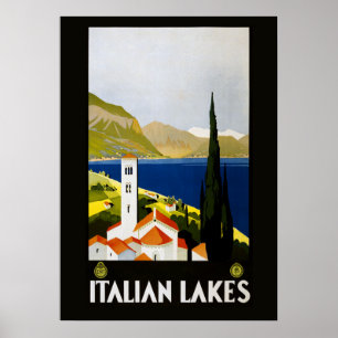 Lacs italiens Affiche de voyage vintage