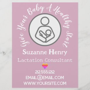 Lactation Consultant Breastfeeding Rainbow Pink Flyer