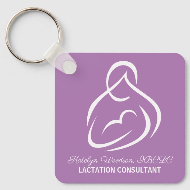Lactation Consultant Custom Breastfeeding Purple Keychain (Front)