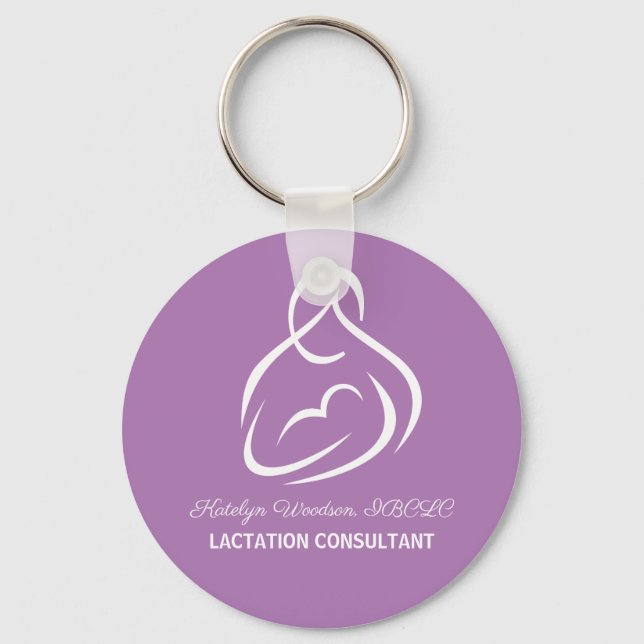 Lactation Consultant Custom Purple Breastfeeding Keychain (Front)