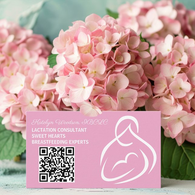 Lactation Consultant QR Code Pink Breastfeeding Business Card (Creator Uploaded)
