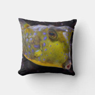 Lactoria cornuta throw pillow
