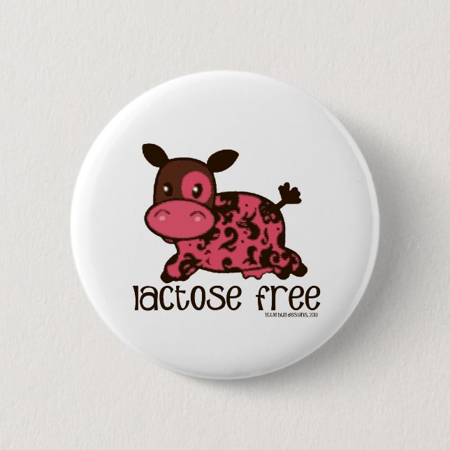 Lactose Free Pink Cow 2 Inch Round Button (Front)