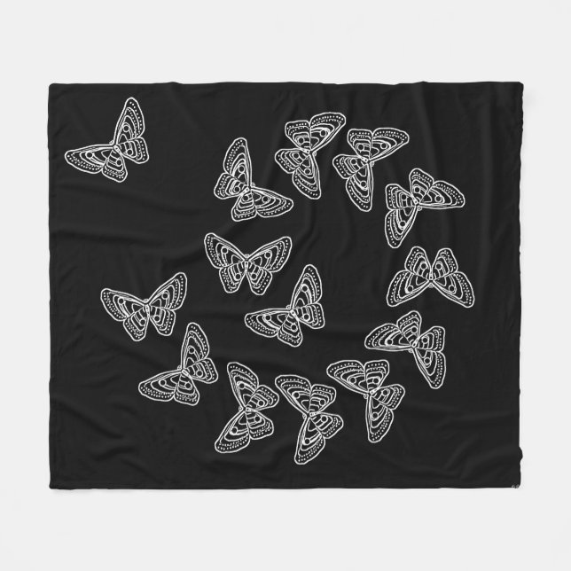 Lacy Butterflies Fleece Blanket (Front (Horizontal))